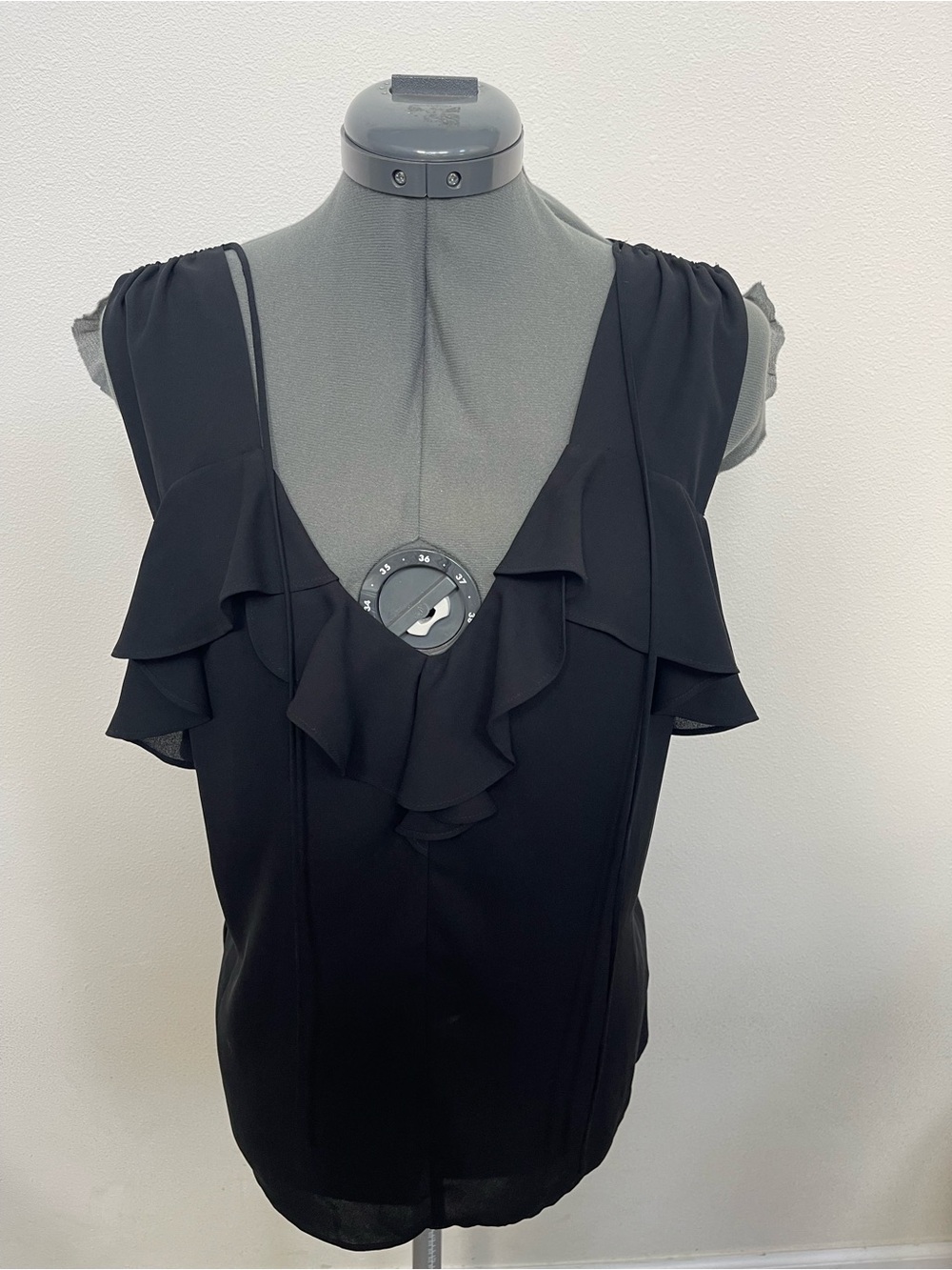 Express Black Ruffle V-Neck Blouse